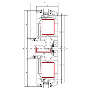 Aluplast IDEAL 4000 Stulp 64mm Tür innen öffnend Classic-Line 140x66-140x33