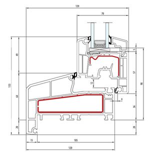 Aluplast IDEAL 4000 NL Fenster Classic-Line 113mm Flosse 20mm - 140x54 - 140x20