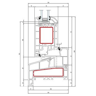 Aluplast IDEAL 4000 NL Tür außen öffnend Classic-Line 208mm Flosse 20mm - 140x54 - 140x58 - 140x35