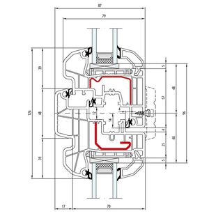 Aluplast IDEAL 5000 Stulp 48mm Fenster Round-Line 77mm - 150x69 - 150x26