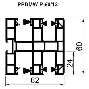 Aufsatzrollladen Führungsschiene PPDMW-P 60mm