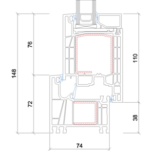 Gealan Linear Nebentür innen öffnend - 7001-7082