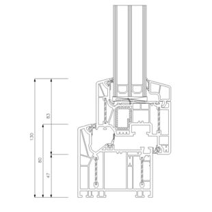 Schüco Living Alu Inside MD - Classic 130mm 9522-9523 mit Verstärkung