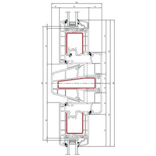 Aluplast IDEAL 4000 NL Pfosten 84mm Terrassentür außen öffnend Classic-Line - 140x57 - 140x31