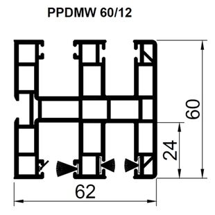 Aufsatzrollladen Führungsschiene PPDMW 60mm