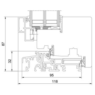 Drutex Duoline 88 Balkontür mit Schwelle 32mm