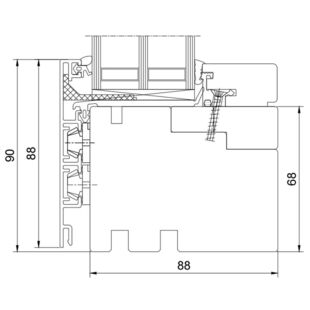 Drutex Duoline 88 Festverglasung unten