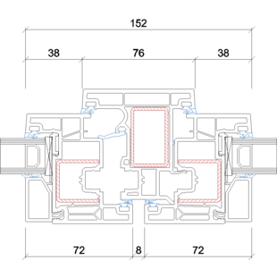 Gealan Linear mit Stulp 74mm Fenster 72mm - 7044-7072