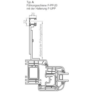 Raffstore Führungsschiene PZF 20mm Montage Typ A