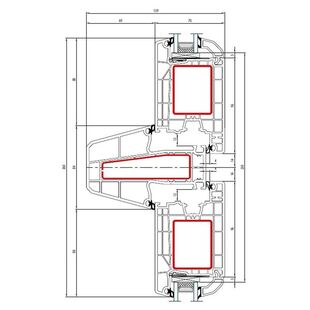 Aluplast IDEAL 4000 NL Pfosten 84mm Tür innen öffnend Classic-Line - 140x57 - 140x33