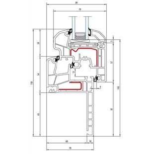 Aluplast IDEAL 5000 Renovation Fenster Round - Line Flosse 65mm - 150x10 - 150x26