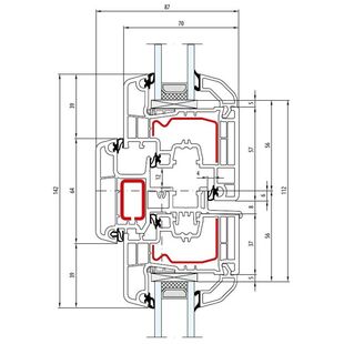 Aluplast IDEAL 5000 Stulp 64mm Fenster Classic-Line 77mm - 150x65 - 150x20