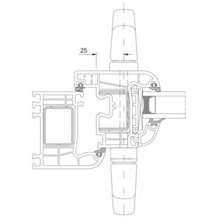 Drutex Iglo EXT Griff Dornmaß 25 beidseitig Detailzeichnung - 50001 50016 DM 25