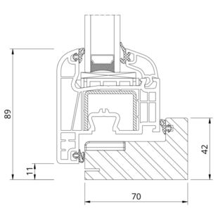 Drutex Iglo EXT Balkontür Schwelle 42mm Holz Detailzeichnung - 50016