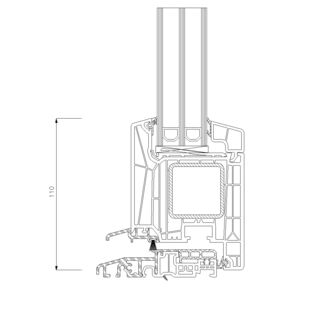 Schüco Living 82 MD Nebentürschwelle 20mm innen öffnend - 9432