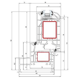 Aluplast IDEAL 4000 Monoblock 100mm Tür innen öffnend Classic-Line 168mm - 140x14 - 140x33