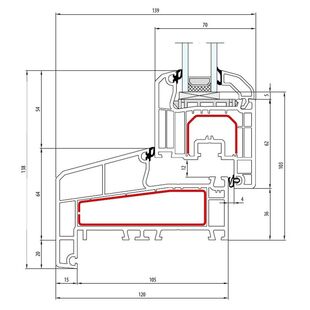 Aluplast IDEAL 4000 NL Fenster Soft-Line 118mm Flosse 20mm - 140x54 - 140x23