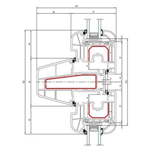 Aluplast IDEAL 4000 NL Pfosten 84mm Fenster Round-Line 77mm - 140x57 - 140x22