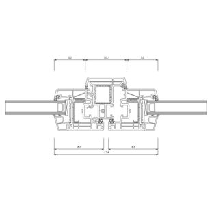 Schüco CT-70 AS Stulp 70 mm Fenster Classic 83mm - 9701-8866