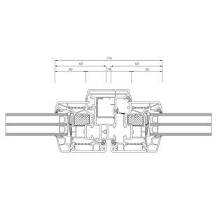 Schüco Living Alu Inside MD HI mit Stulp 74 mm Fenster Classic 83mm - 9472-9523