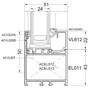 Aliplast Econoline Festverglasung 65mm - EL011