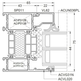 Aliplast Superial i+ Festverglasung 65mm - SP011