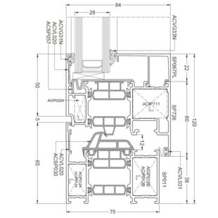 Aliplast Superial Balkontür 120mm Blendrahmen - SP011 - SP726