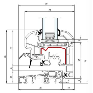 Aluplast IDEAL 5000 20mm Balkontürschwelle Round-Line 77mm innen öffnend - 150x26