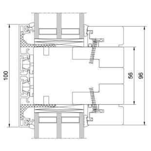 Drutex Duoline 88 Pfosten Glasteilende Kämpfer-Sprosse 100mm Festverglasung