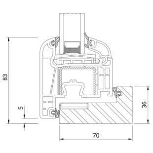 Drutex Iglo EXT Balkontür Schwelle 36mm Holz Detailzeichnung - 50016