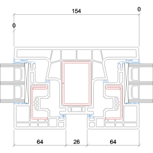 Gealan Kubus Pfosten 154mm Fenster 64mm - 5063-5061