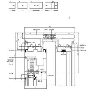 Aluprof MB-77hi HS Tür Rahmen mit Fest Flügel oben Detail