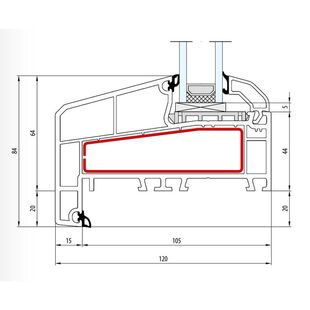 Aluplast IDEAL 4000 NL Festverglasung Bautiefe 120mm Flosse 20mm - 140x54