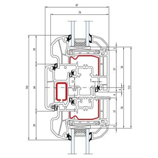 Aluplast 5000 Stulp 64mm Fenster Round-Line 77mm - 150x65 - 150x26