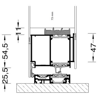 Aluminiumfenster MB-86 technische Zeichnung