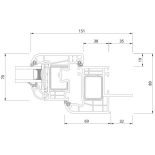 Drutex Iglo EXT Rennovation Fenster Flosse 35mm Detailzeichnung - 50009 50016