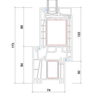 Gealan Linear Tür innen öffnend - 7005-7088