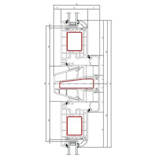 Aluplast IDEAL 4000 NL Pfosten 84mm Tür aussen öffnend Classic-Line - 140x57 - 140x35