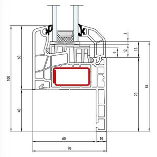 Aluplast IDEAL 5000 Renovation Festverglasung Flosse 40mm - 150x11