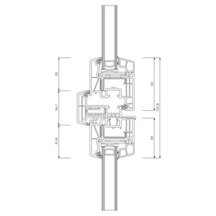 Schüco CT-70 AS mit Stulp 54mm Fenster Classic  83mm - 9700 - 8864