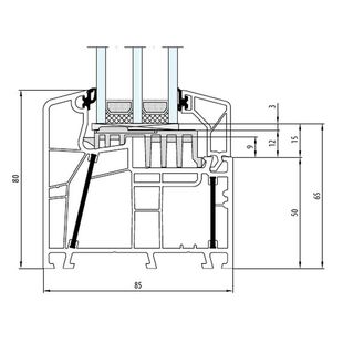 Aluplast energeto 8000 Festverglasung 80mm - 080x05