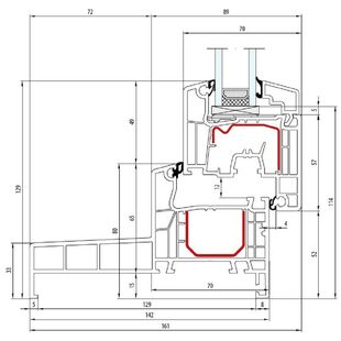 Aluplast IDEAL 4000 Monoblock 140mm Fenster Classic-Line 129mm - 140x18 - 140x20