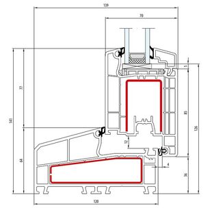 Aluplast IDEAL 4000 NL Terrassentür innen öffnend Classic-Line 141mm - 140x53 - 140x30