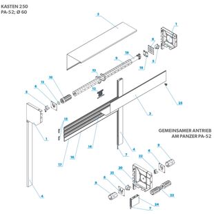 Rolltor-Kasten PST SK mit Kastenhöhe 250mm Explosionszeichnung