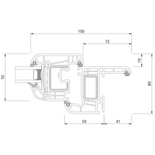 Drutex Iglo EXT Rennovation Fenster Flosse 41mm Detailzeichnung - 50004 50016