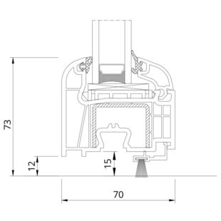 Drutex Iglo EXT Balkontür Schwelle mit Bürste Detailzeichnung - 50016