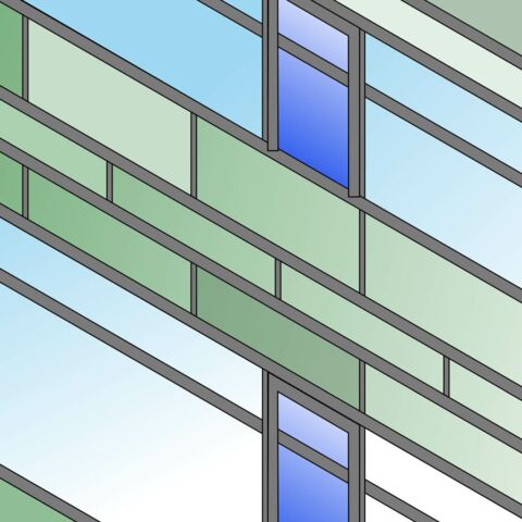 Fassade mit Emailliertem Glas