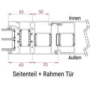FM Haustür P 90 - Seitenteil-Kopplung Detailzeichnung