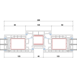 Gealan Linear Pfosten 108mm Tür innen öffnend 7044-7088