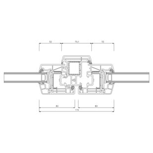 Schüco CT-70 AS Stulp 70 mm Fenster Classic 83mm - 9701-8866